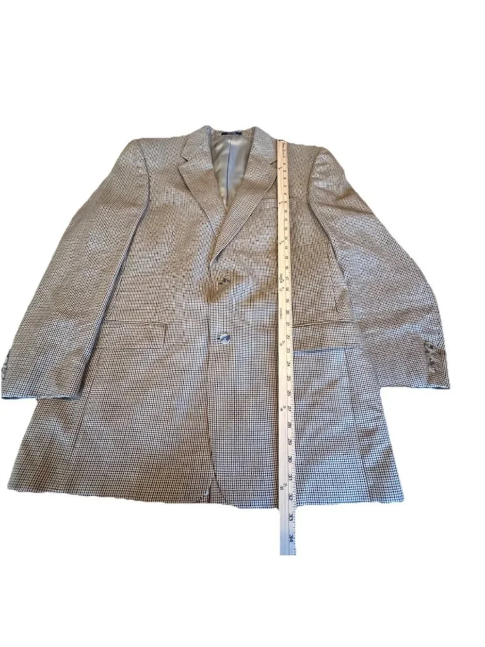 Hart Schaffner Marx Nordstrom Blazer 2 Button Beige Houndstooth 43L Union Made